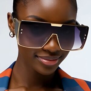 Women Sunglasses Oversized Black Gradient Lens Sun Glasses‎ Lentes Gafas Nuevo